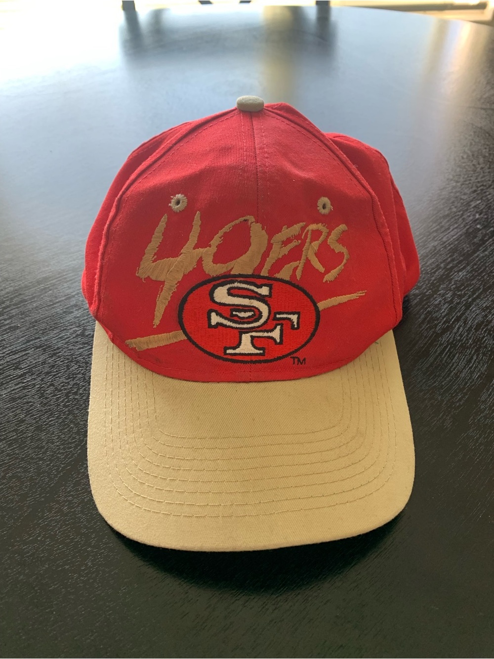 SF 49ers Red and Cream Vintage Logo Cap